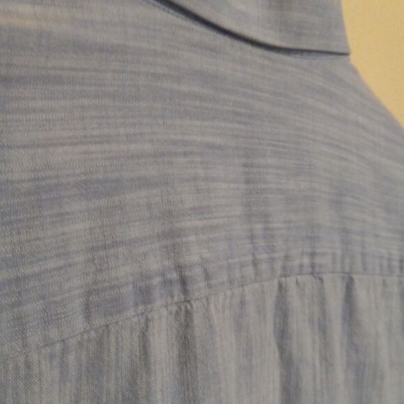 Via Uomo Button Front Shirt-Large-Reversible Cuffs-Roll Tab Sleeve-Contrast Trim - Picture 9 of 12